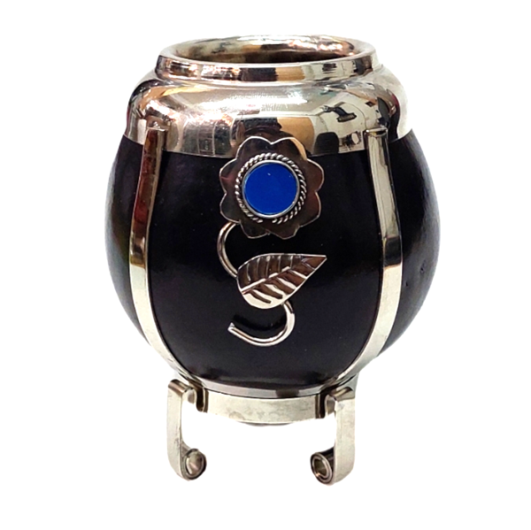 MAT087 MATE DE ALPACA CON PIEDRA ACRILICA Y HOJ