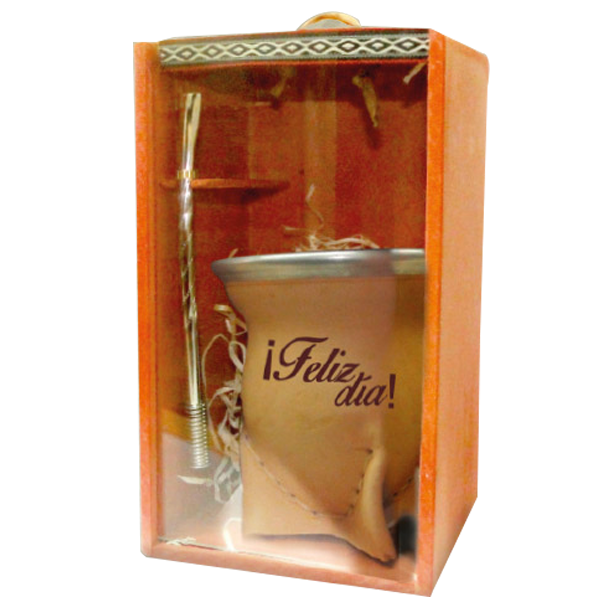 SET DE MATE C/CUERO-CAJA-BOM154-GRABADO SET316