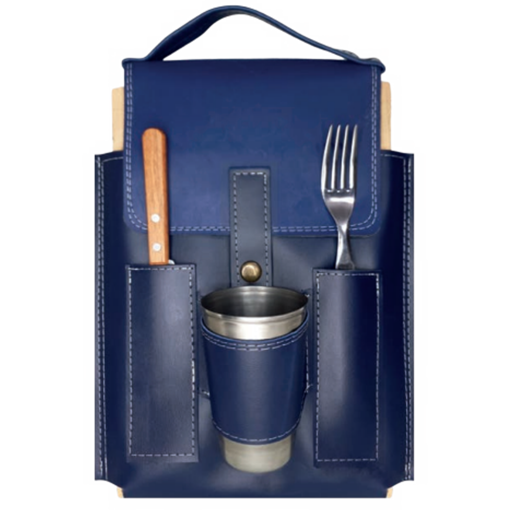 SET DE ASADO EN ECOCUERO INCLUYE PLATO DE MADERA GRABADO PROMO025