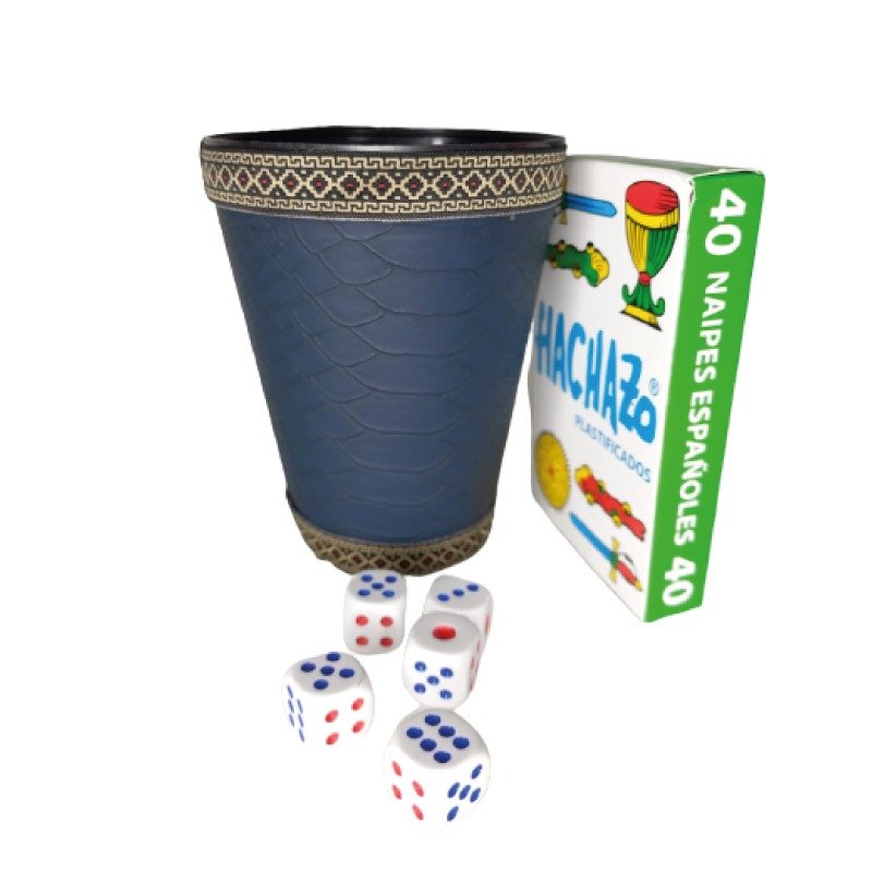 SET CUBILETE PERSONALIZADO CON DADOS ECO CUERO-CUE0061