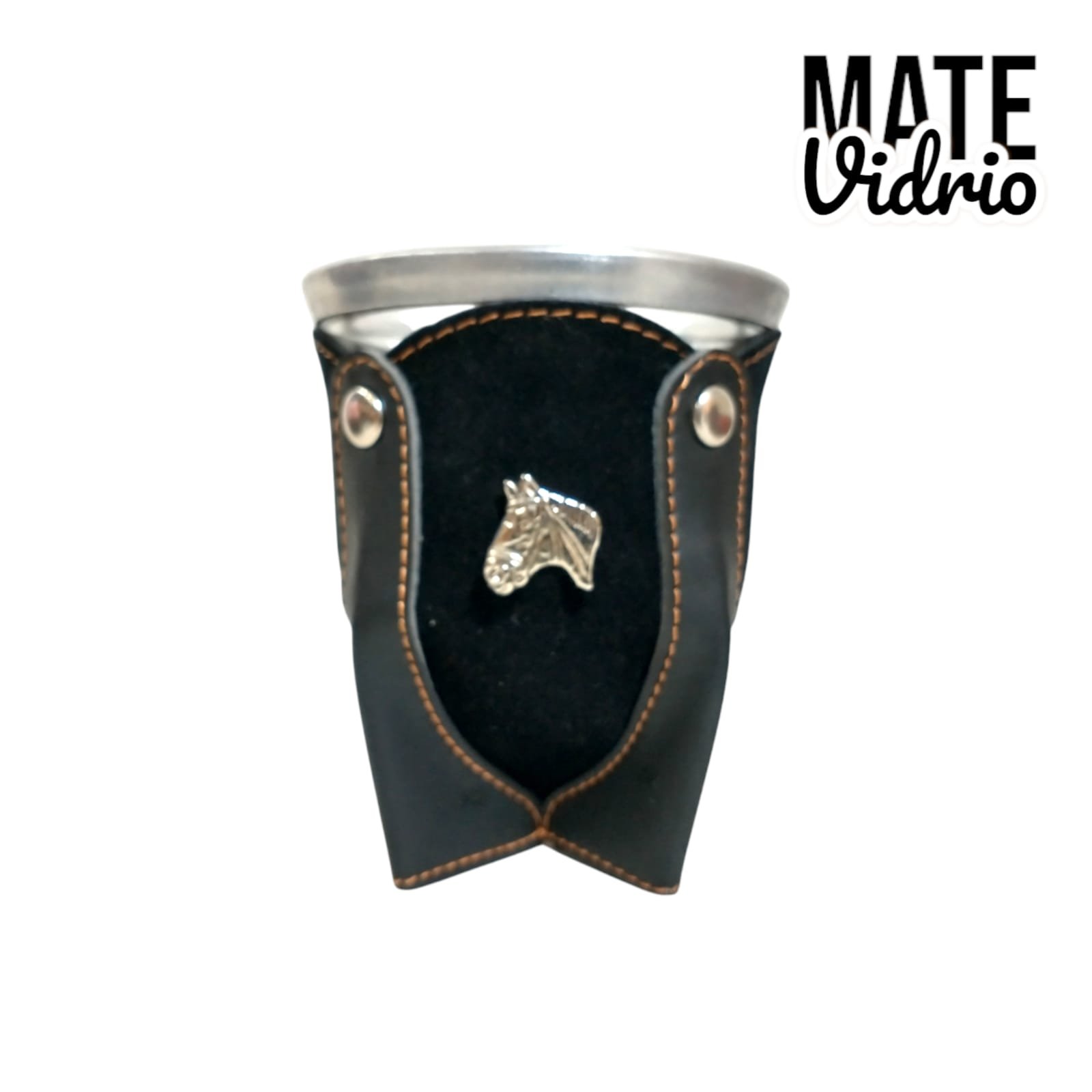 MATE VIDRIO NEGRO FORRADO CUERO ART51-MAT965 - Imagen 3