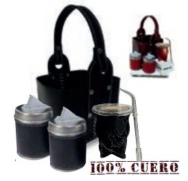 SET215 SET MATERO CANASTA CUERO C/SET DE MATE