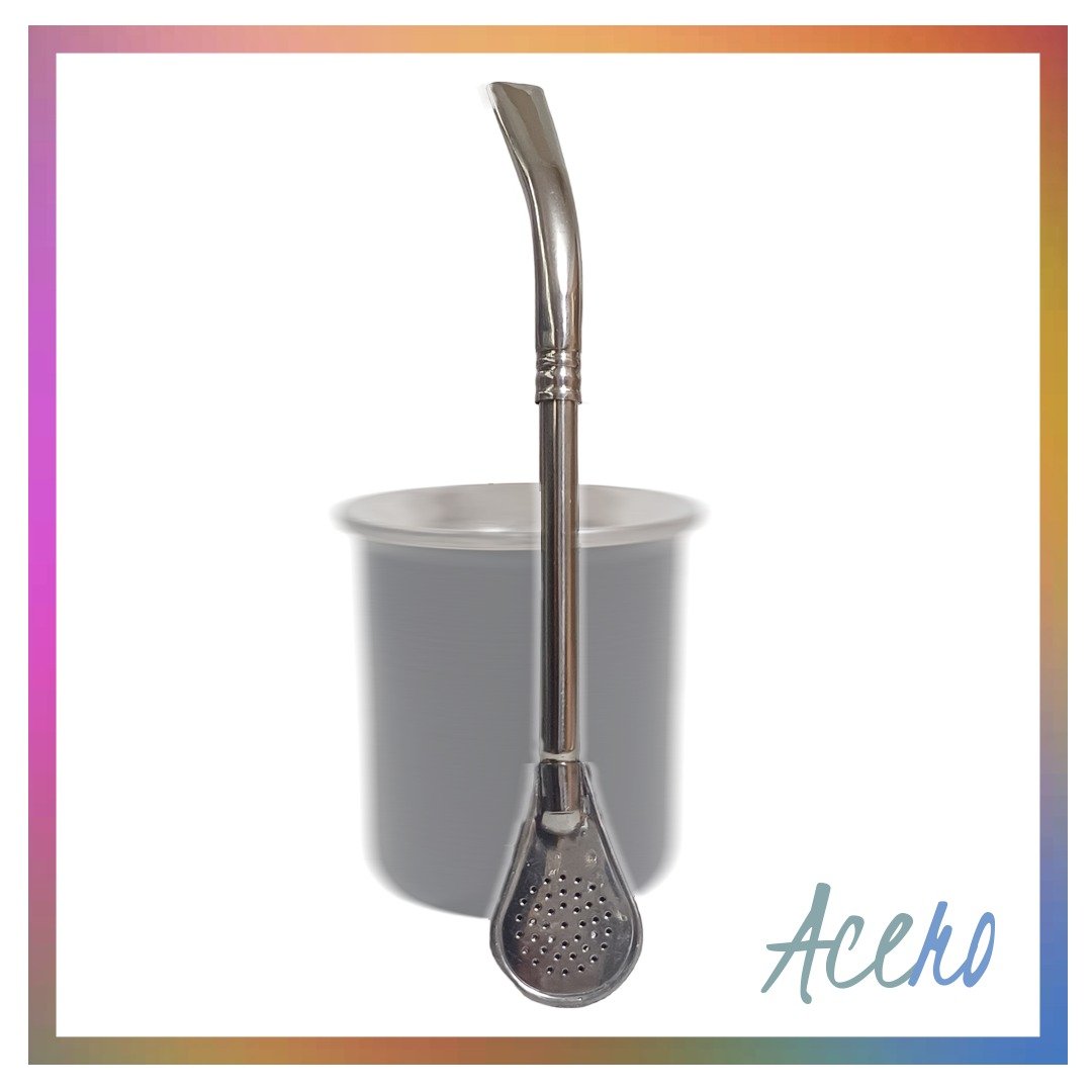 BOMBILLA PICO DE LORO Y CUCHARITA DE ACERO-BOM005 - Imagen 2