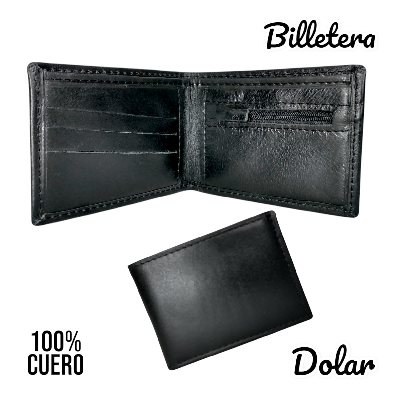 BILLETERA DE CUERO DOLAR CON CIERRE ART354 BIH015