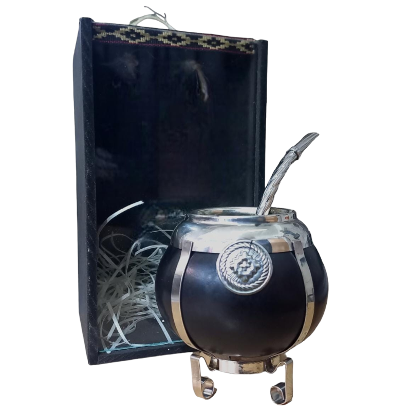 SET024 SET DE MATE C/CAJA +BOMBILLA + MATE DE CALABAZA CON ALPACA BOCON