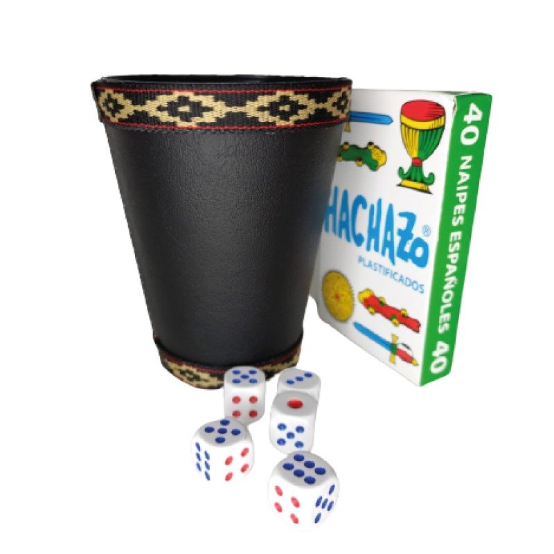 SET CUBILETE CON DADOS Y NAIPE DE ECO CUERO-CUE006