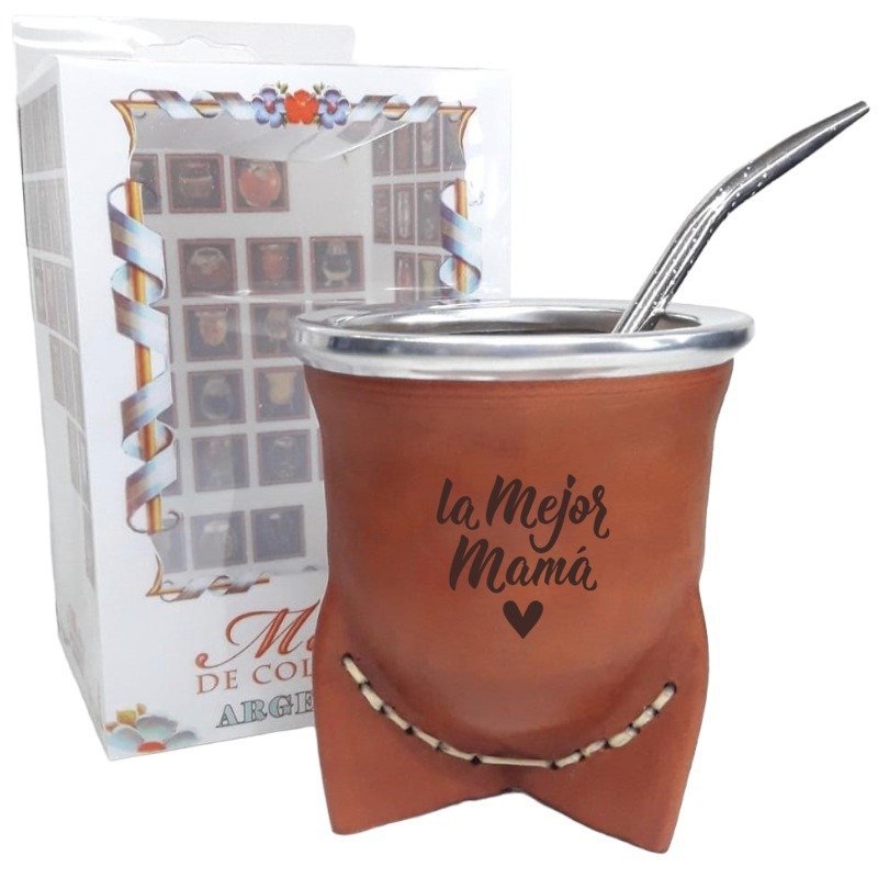 SET DE MATE-VIDRIO FORRADO EN CUERO-FELIZ DIA-SET316NV2