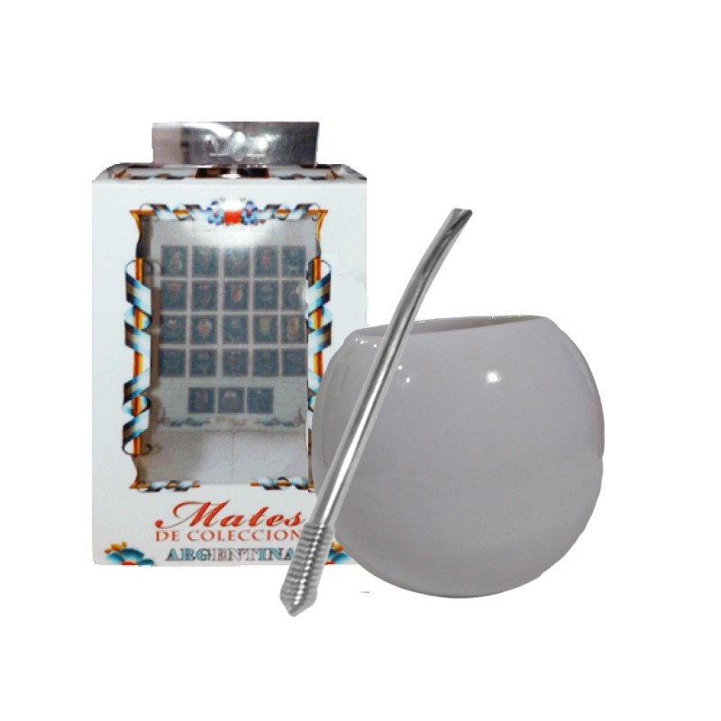 SET DE MATE-MATE DE CERÁMICA CON CAJA+BOMBILLA- COM015