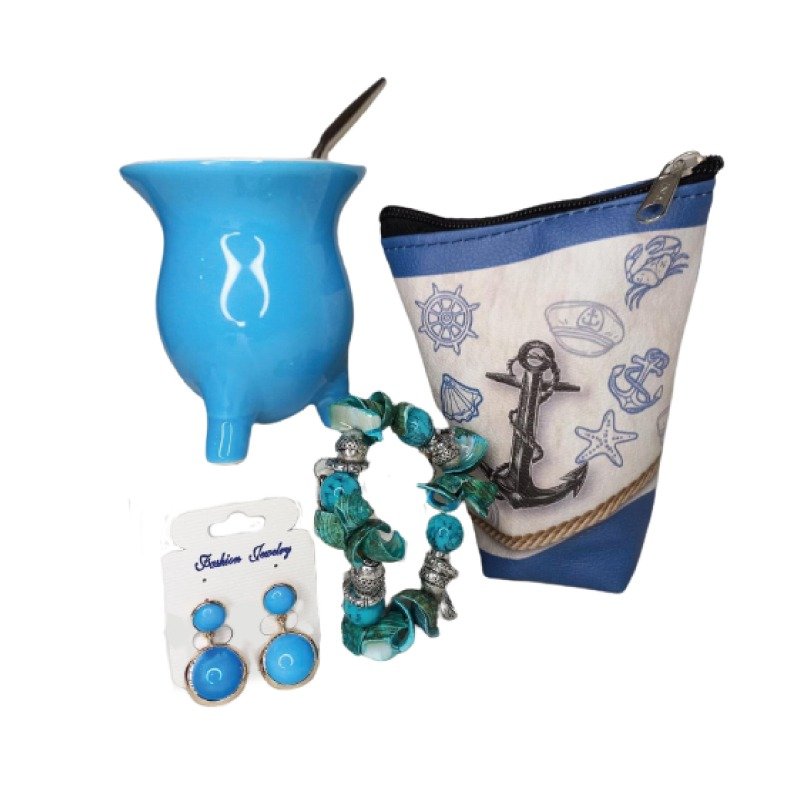 MATE DE CERAMICA + ARITOS + YERBERA PROMO11