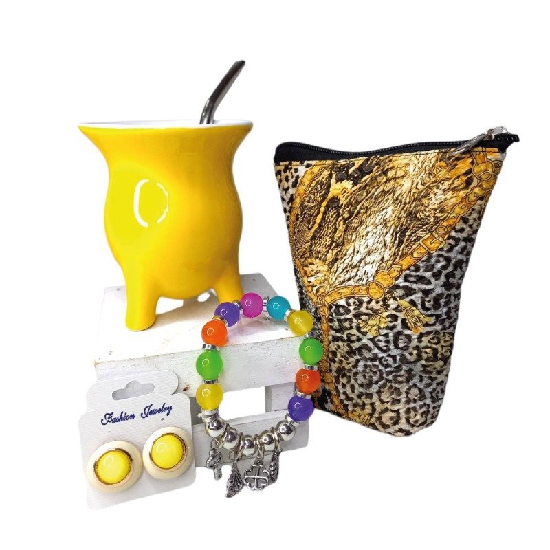 SET DE MATE-MATE DE CERÁMICA+ARITOS+YERBERA -PROMO112