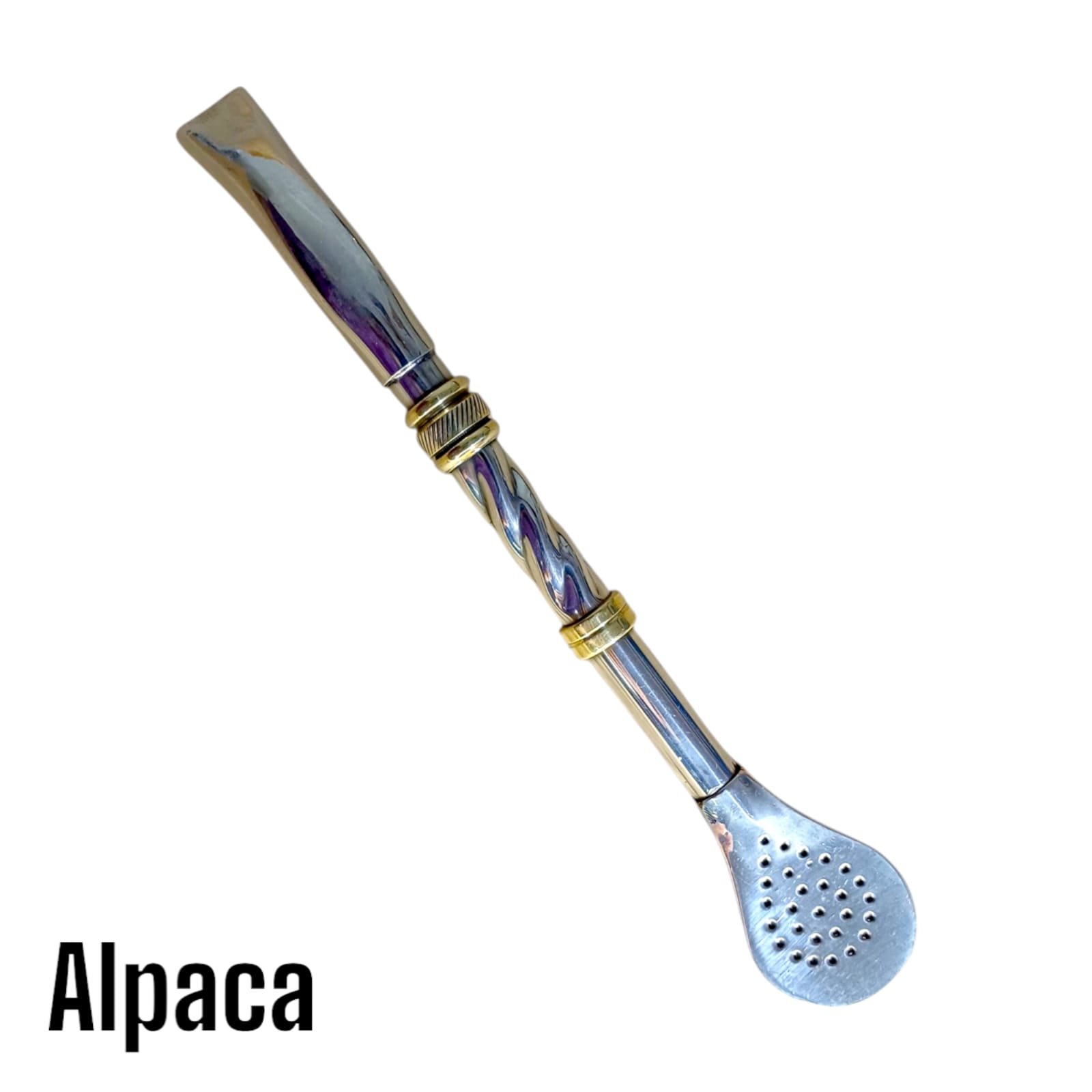 BOMBILLON DE ALPACA PICO DE LORO CON 2 ANILLOS BOM003A