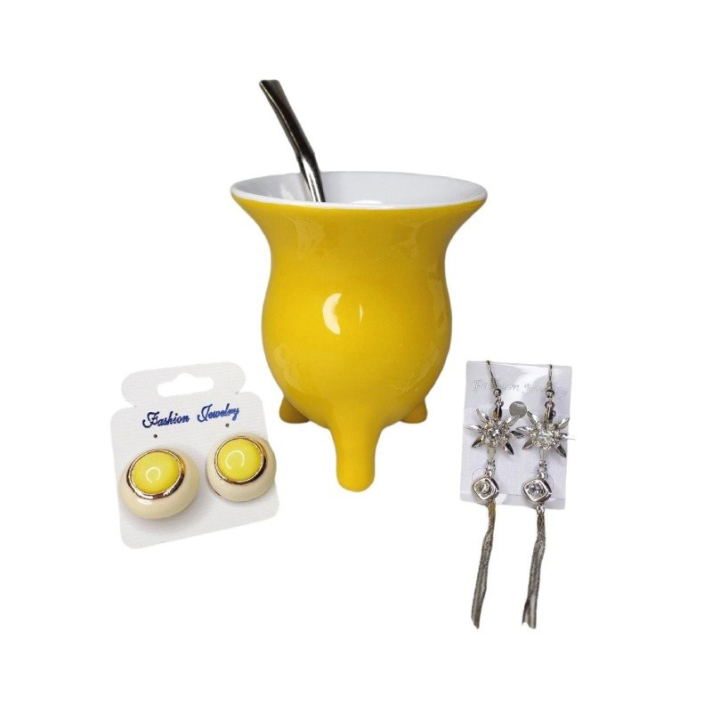 Mate de Cerámica + Aritos – Raíces Criollas