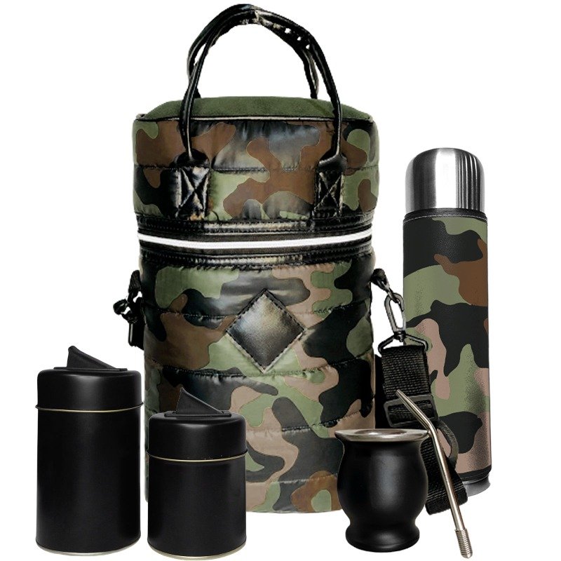 SET DE MOCHILA MATERA CAMUFLADO CON MATE DE ACERO SET027AC
