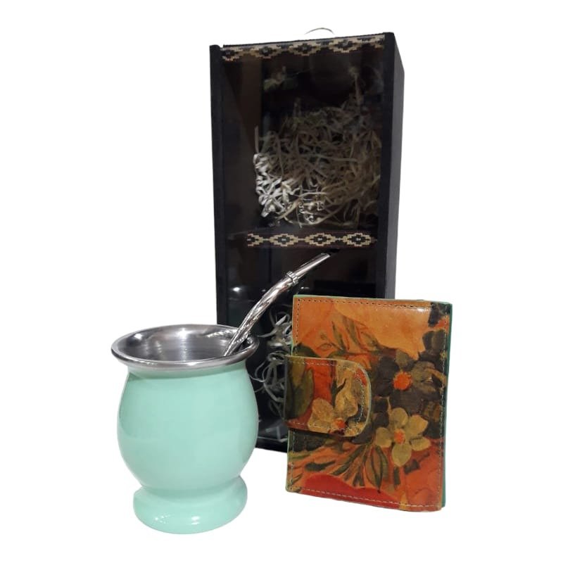 SET DE MATE CON BILLETERA DE CUERO Y MATE ACERO SET107MUN - Imagen 2