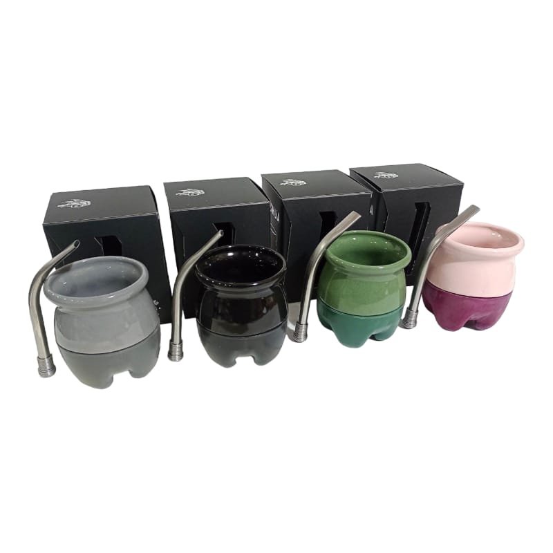 MATE DE CERÁMICA CON BASE DE GOMA Y BOMBILLA DE ACERO INOXIDABLE-MAT014C - Imagen 2