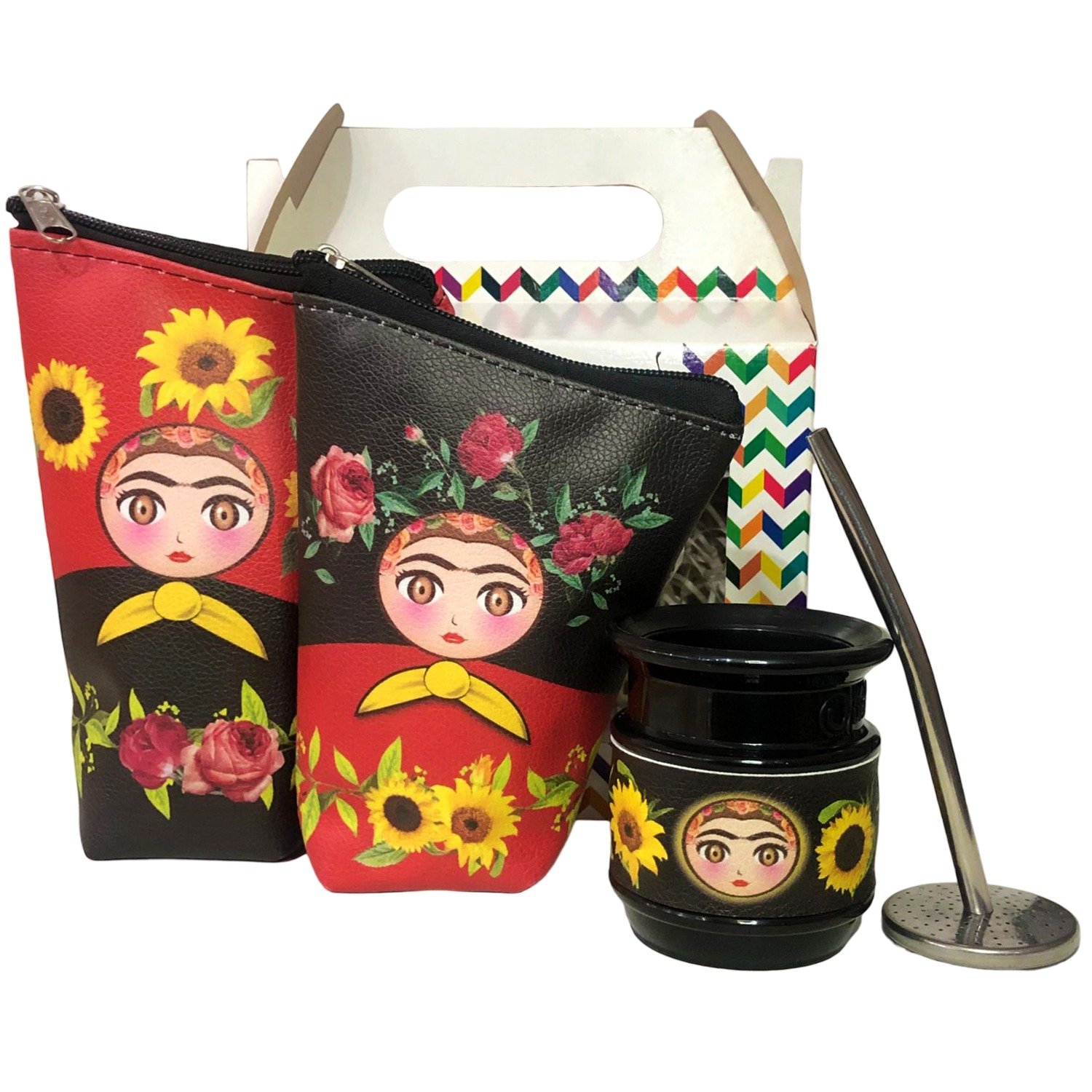 SET DE MATE CON SOBRES YERBERA-AZUCARERA + MATE+BOMBILLA SET087NNS