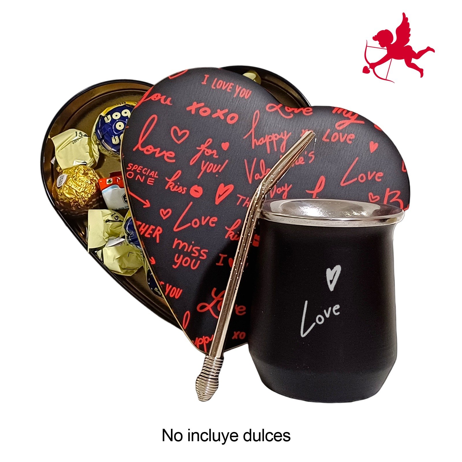 SET DE MATE-SAN VALENTIN-CORAZÓN-MATE TÉRMICO+BOM-COM016N