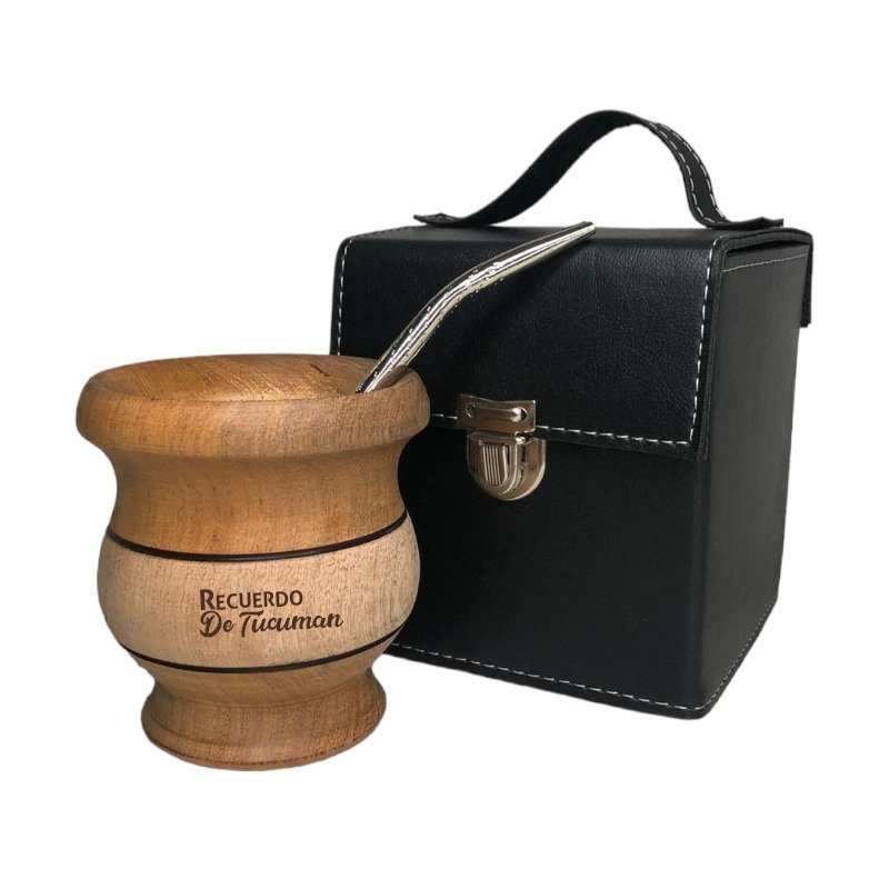 Mate de madera algarrobo box ec y b set041G