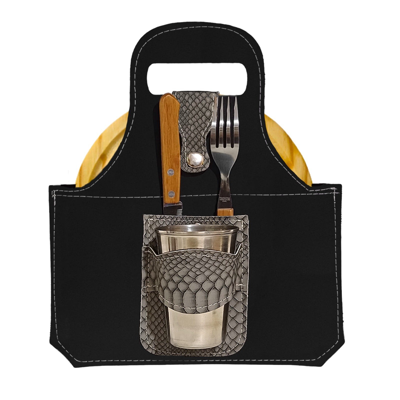 SET DE ASADO X1-PLATO REDONDO C/VASO Y CUBIERTOS-CUE461GR - Imagen 2