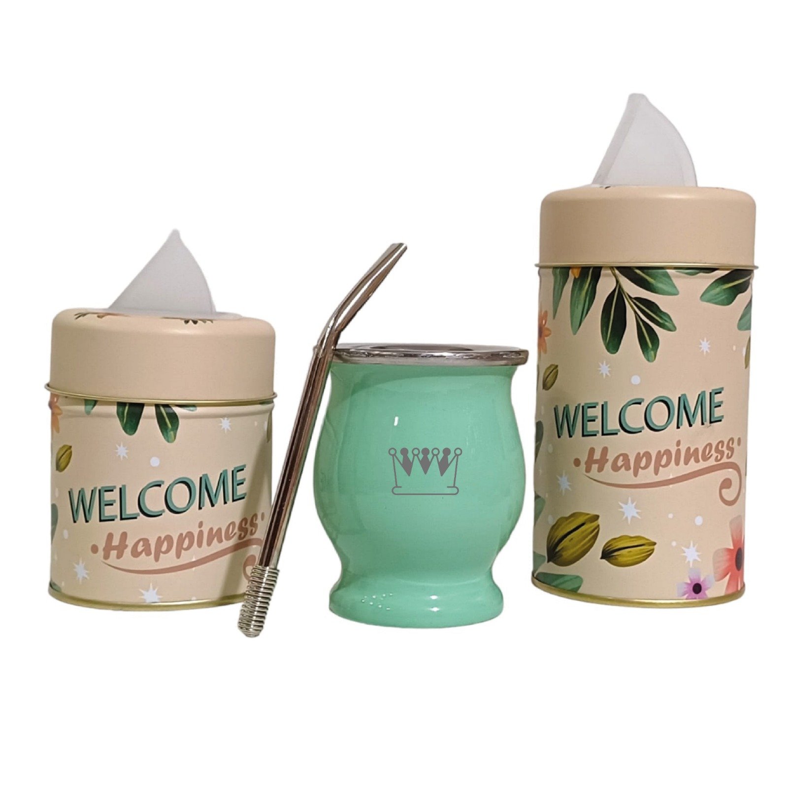 SET DE MATE-YERBERA-AZUCARERA-MATE DE ACERO-BOMBILLA -SET403NPOG
