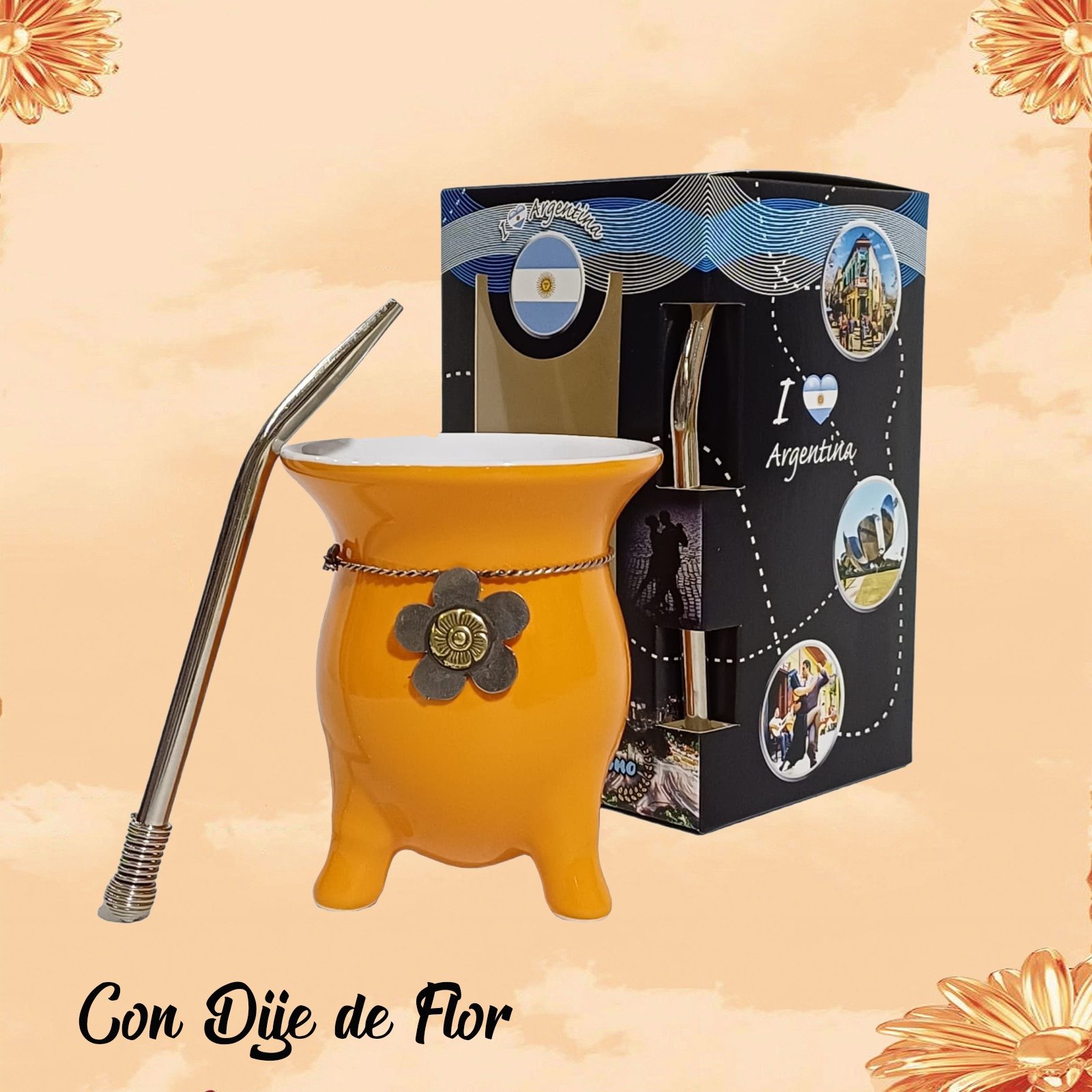 SET DE MATE-CERÁMICA C/DIJE ESPECIAL-COLORES SURTIDOS-SET1019C - Imagen 2
