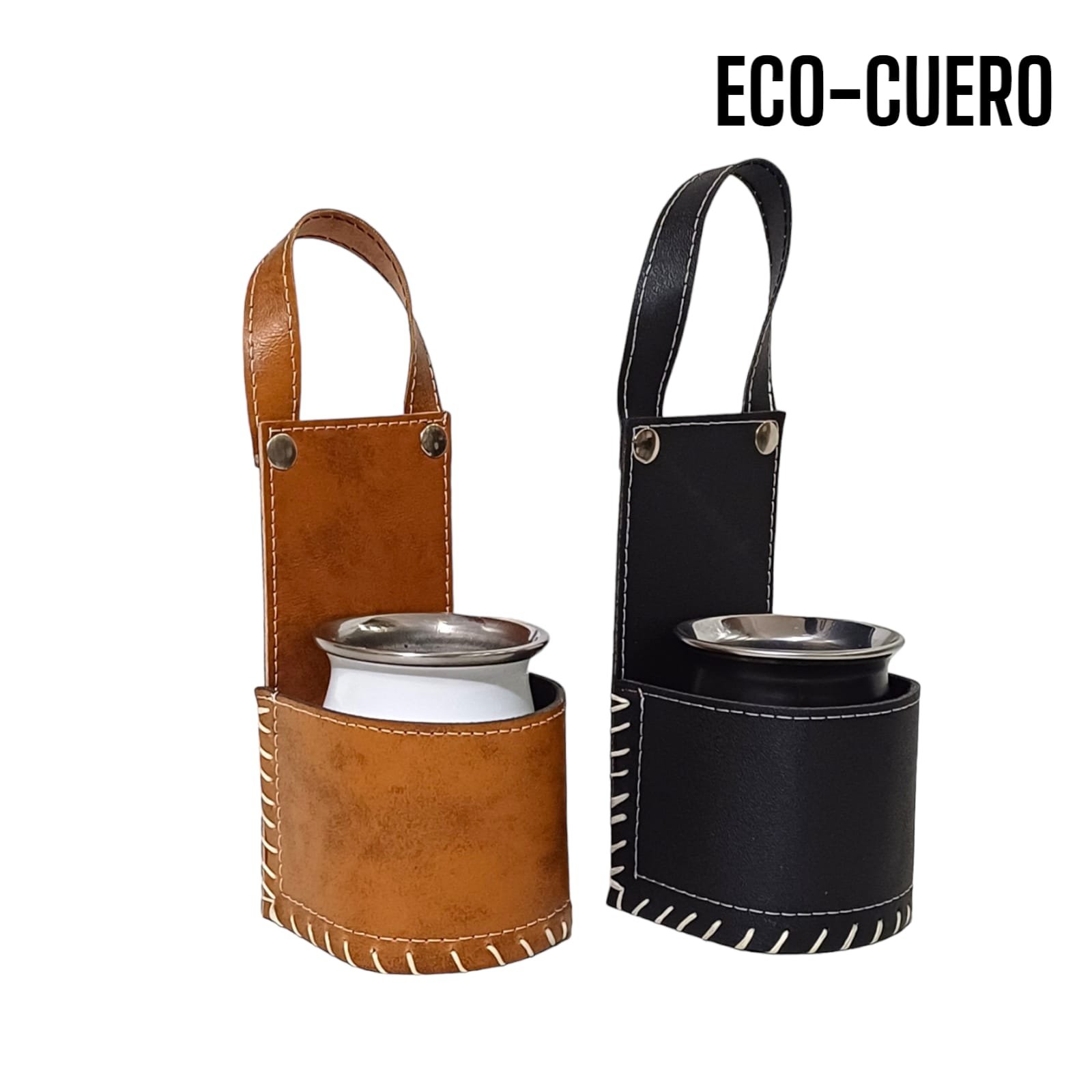 PORTAMATE CHICO DE ECOCUERO CON MATE DE ACERO BAG002CM - Imagen 2
