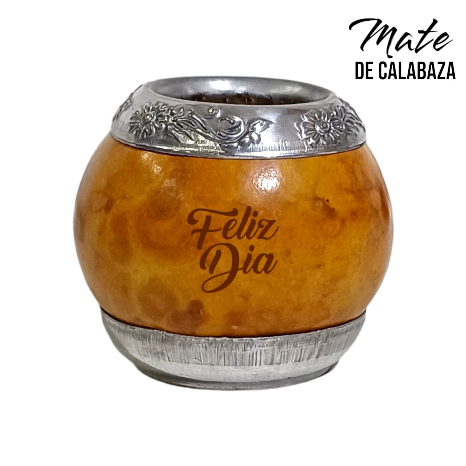 MATE DE CALABAZA CON ALUMINIO GRABADO MAT008GR - Imagen 3
