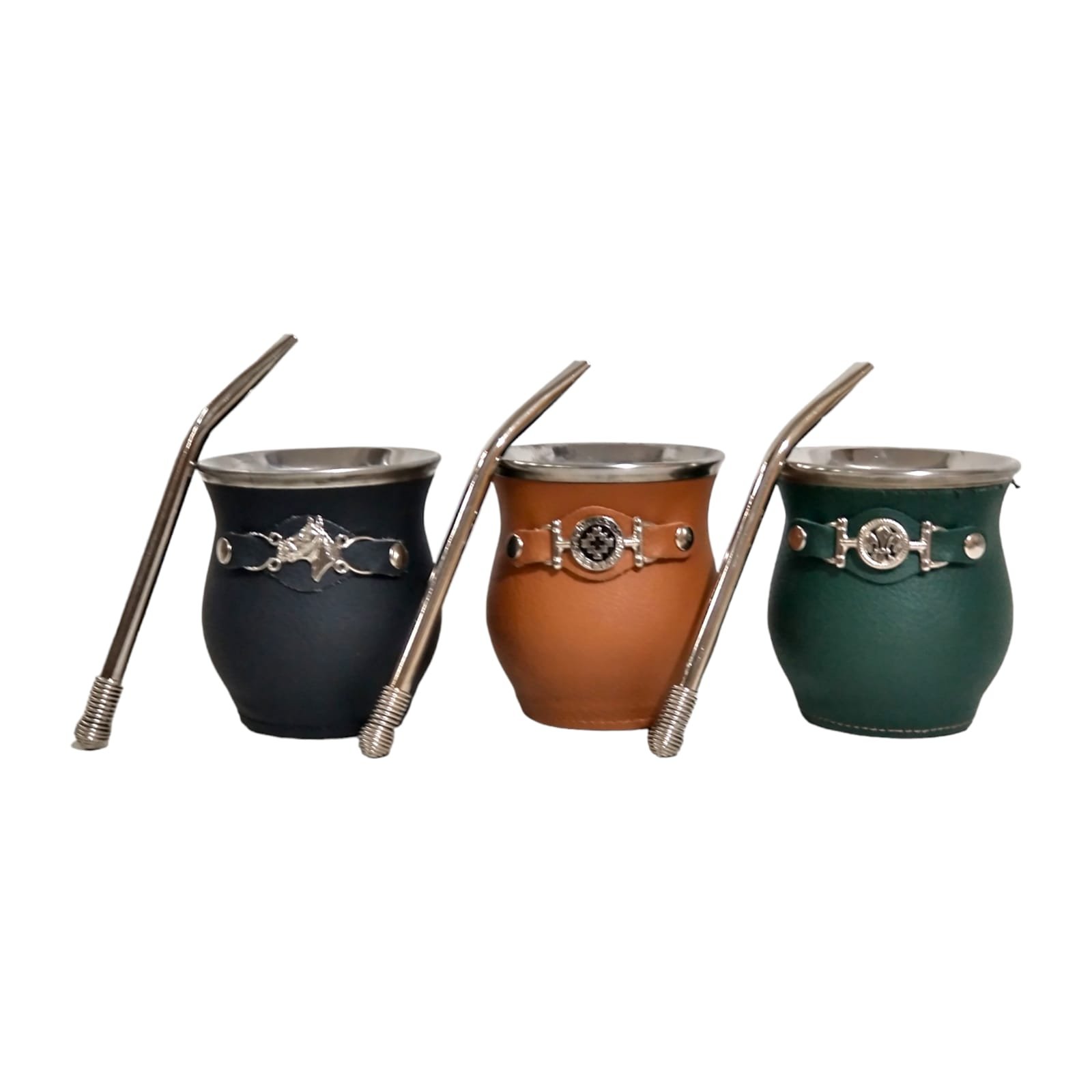 MATE DE ACERO FORRADO EN ECOCUERO CON DIJE Y BOMBILLA MAT033EB