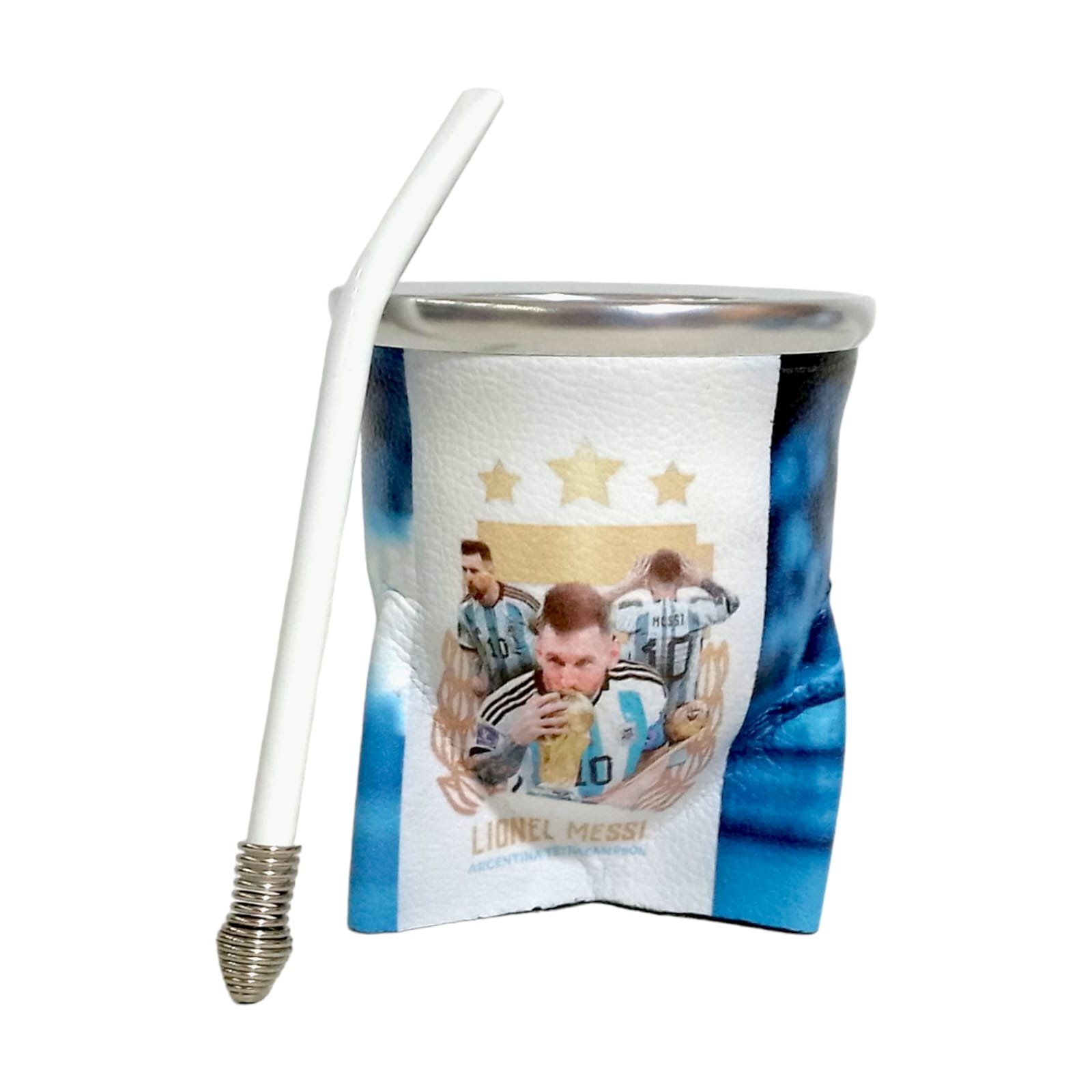 MATE DE VIDRIO FORRADO EN ECOCUERO CON BOMBILLA MAT024AR4