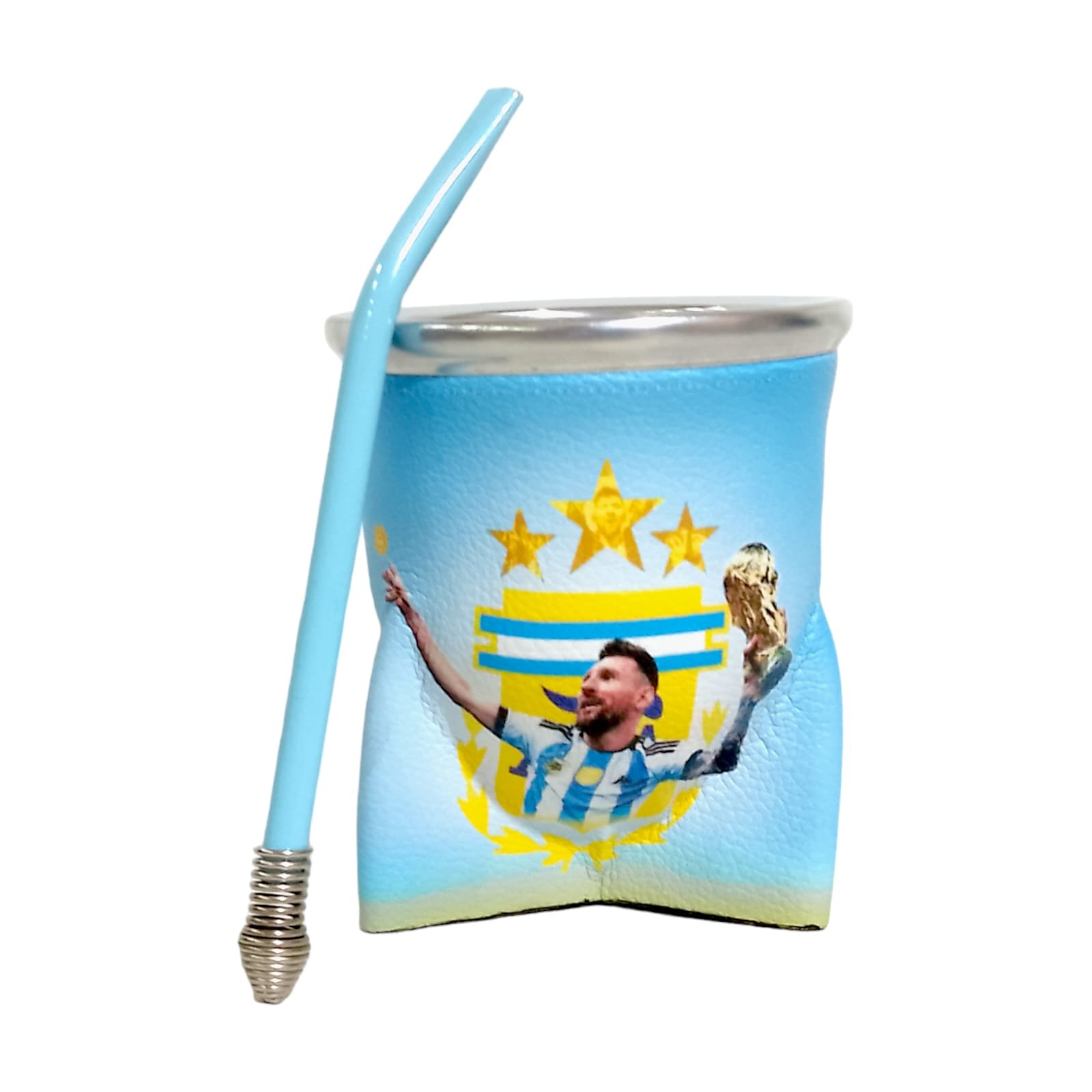 MATE DE VIDRIO FORRADO EN ECOCUERO CON BOMBILLA MAT024AR3