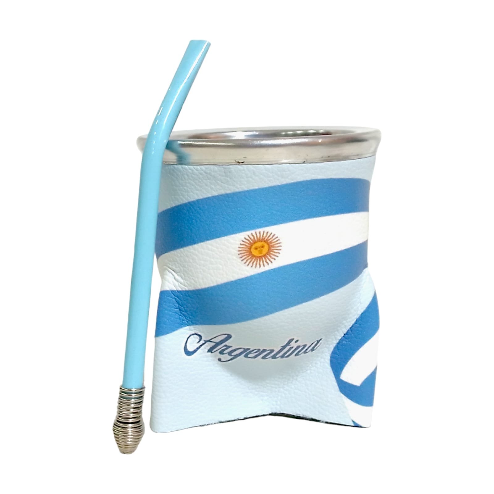 MATE DE VIDRIO FORRADO EN ECOCUERO CON BOMBILLA MAT024AR1