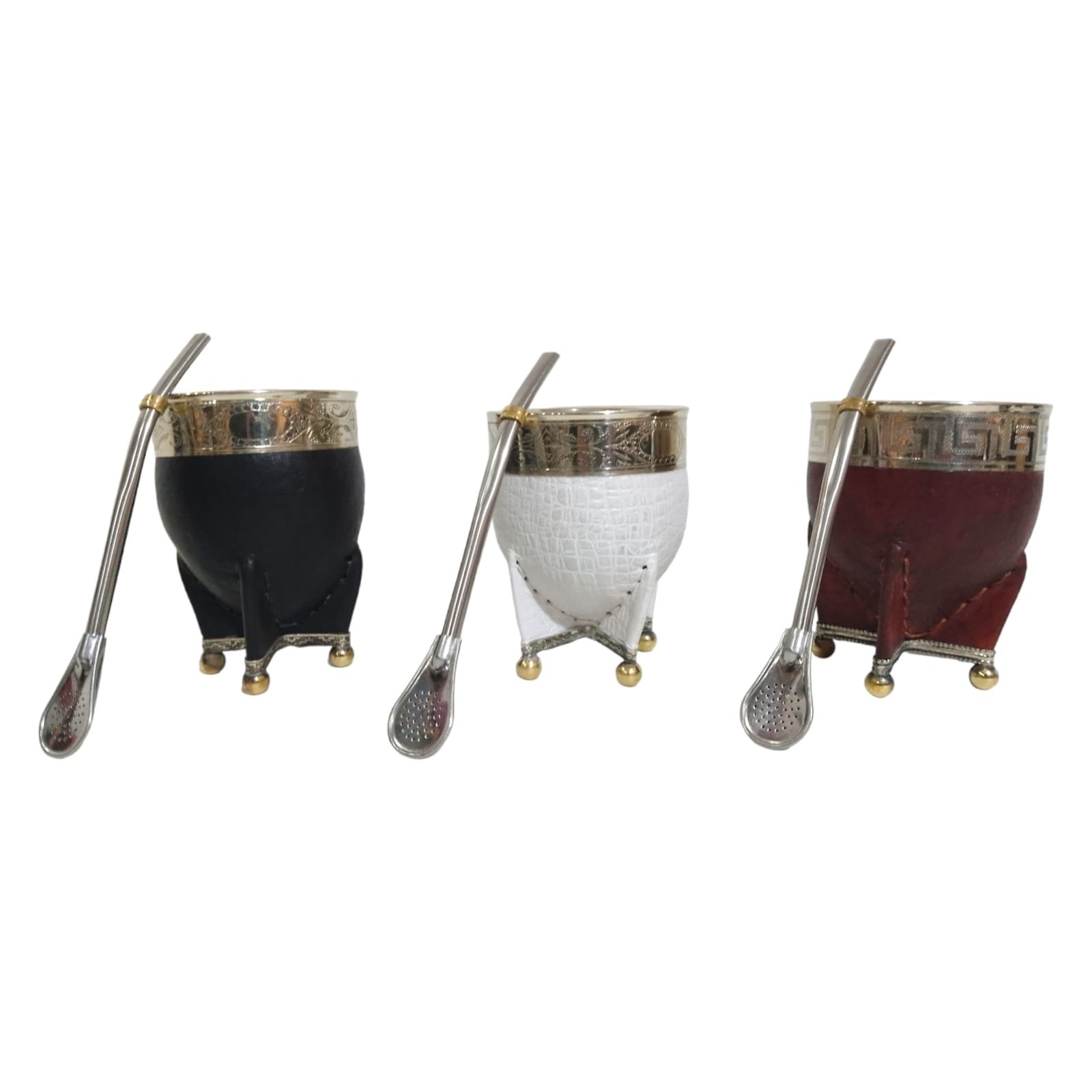 SET DE MATE IMPÈRIAL CON PIE Y VIROLA DE ALPACA Y BOMBILLA DE ACERO COM031 - Imagen 6