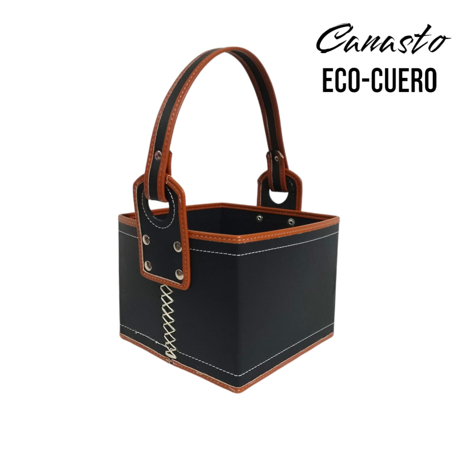 CANASTO DE ECOCUERO CUADRADO BAG104