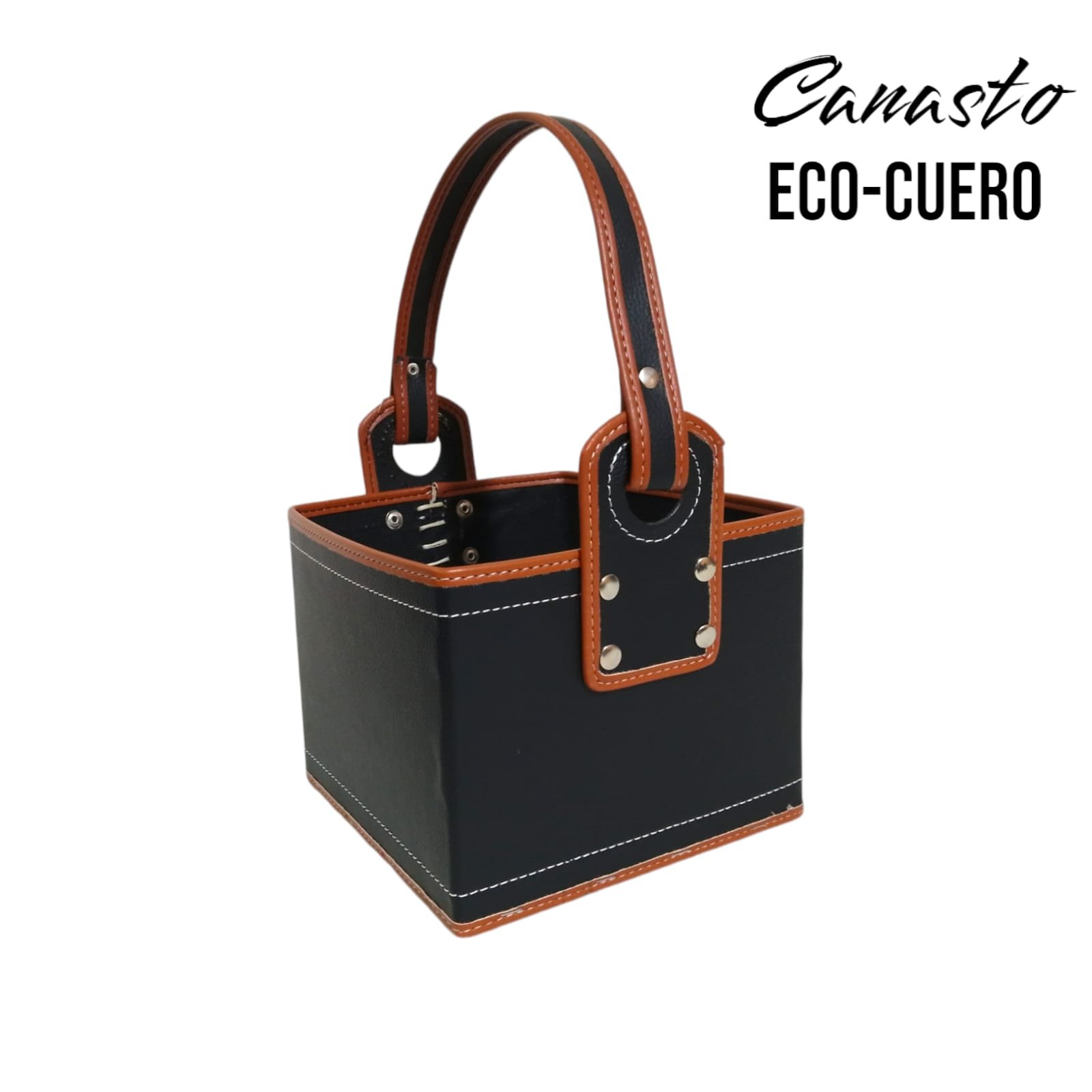 CANASTO DE ECOCUERO CUADRADO BAG104 - Imagen 2