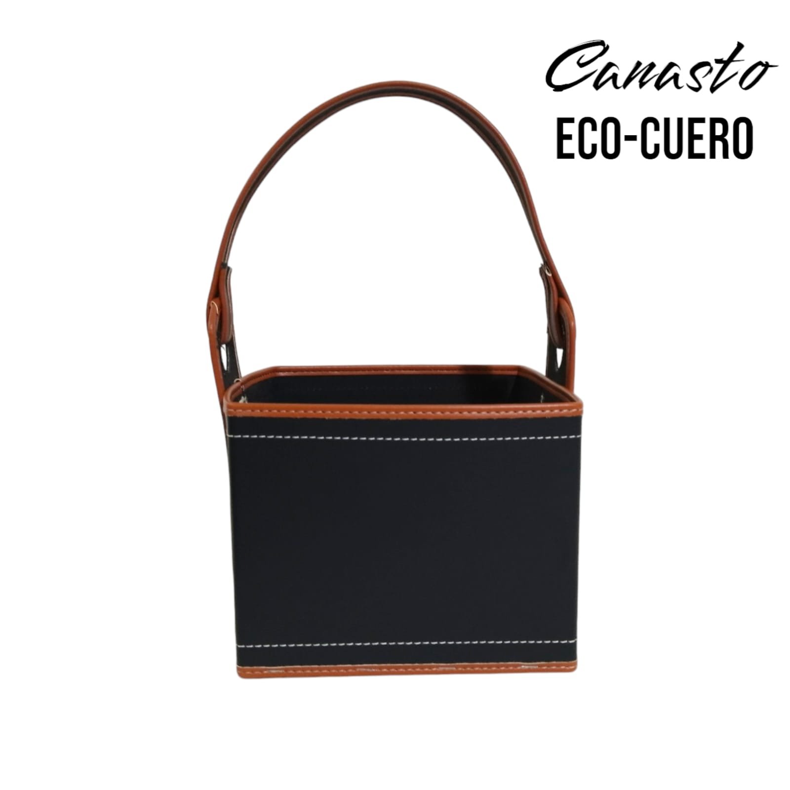 CANASTO DE ECOCUERO CUADRADO BAG104 - Imagen 3
