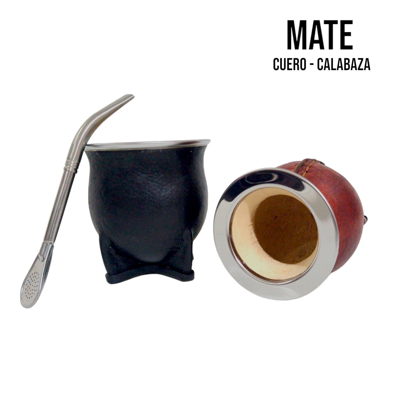 SET DE MATE CON VIROLA DE ACERO Y BOMBILLA COM036