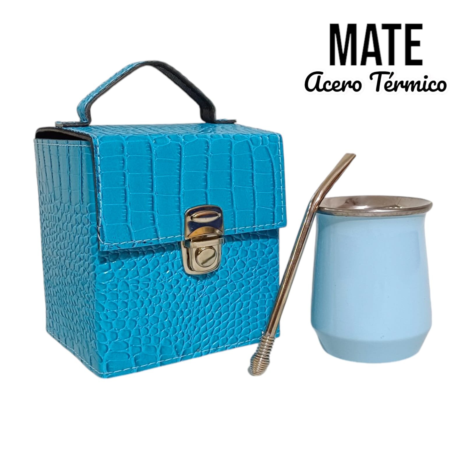 SET DE MATE ACERO EN CAJA CON BOMBILLA SET043SB