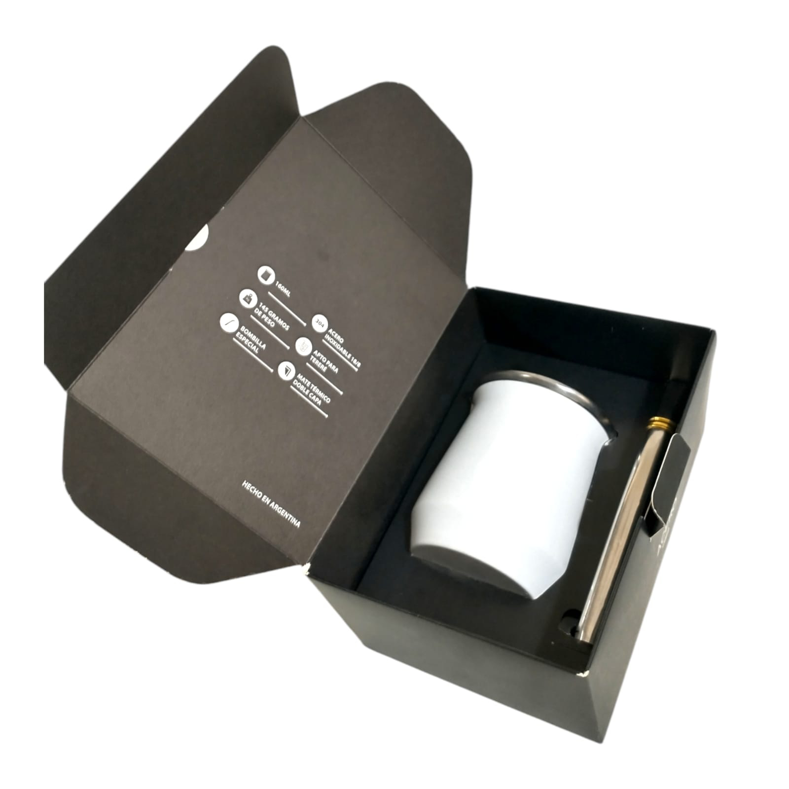 SET DE MATE ACERO+BOM266+CAJA PREMIUN NEGRA  SET063B