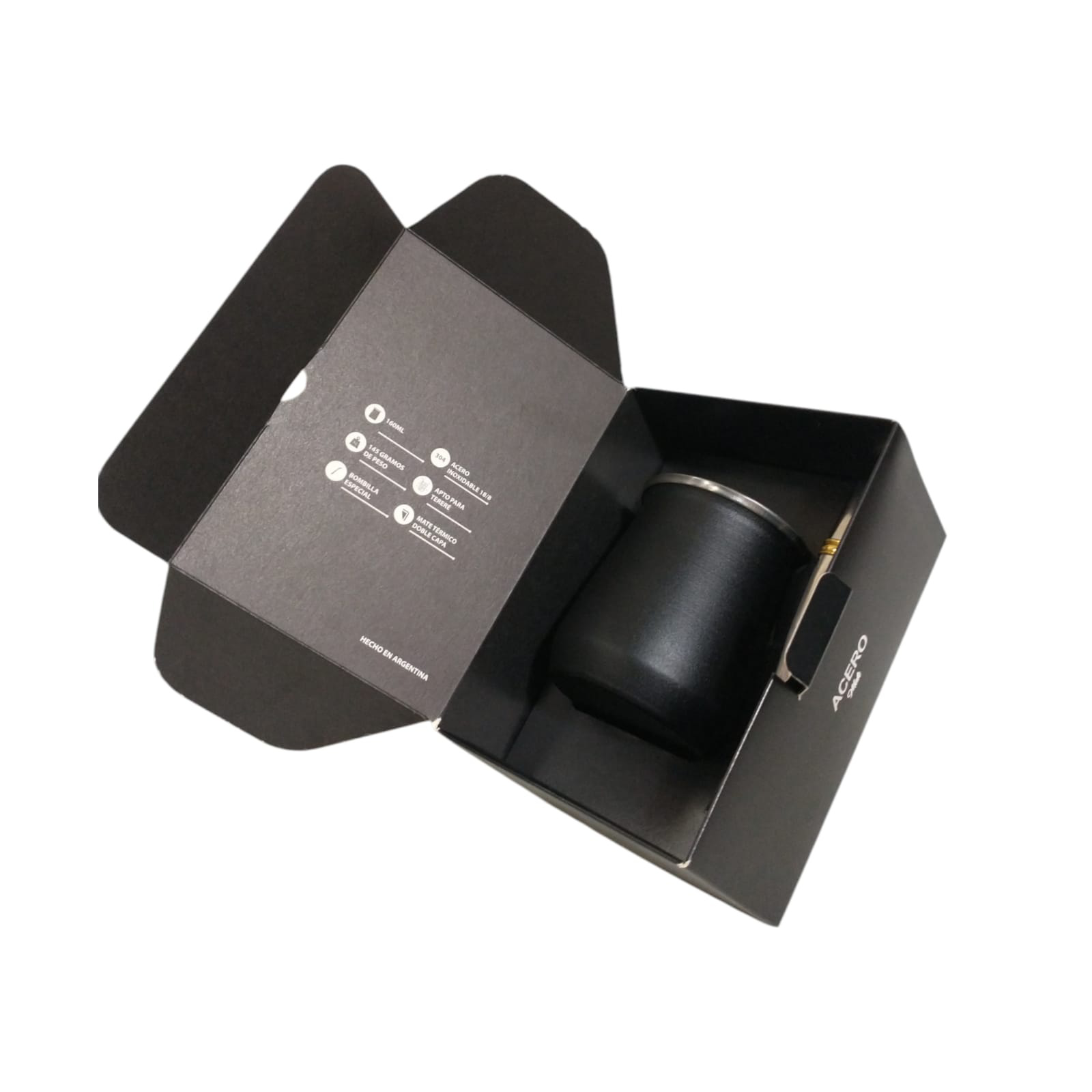 SET DE MATE ACERO+BOM266+CAJA PREMIUN NEGRA  SET063L - Imagen 2