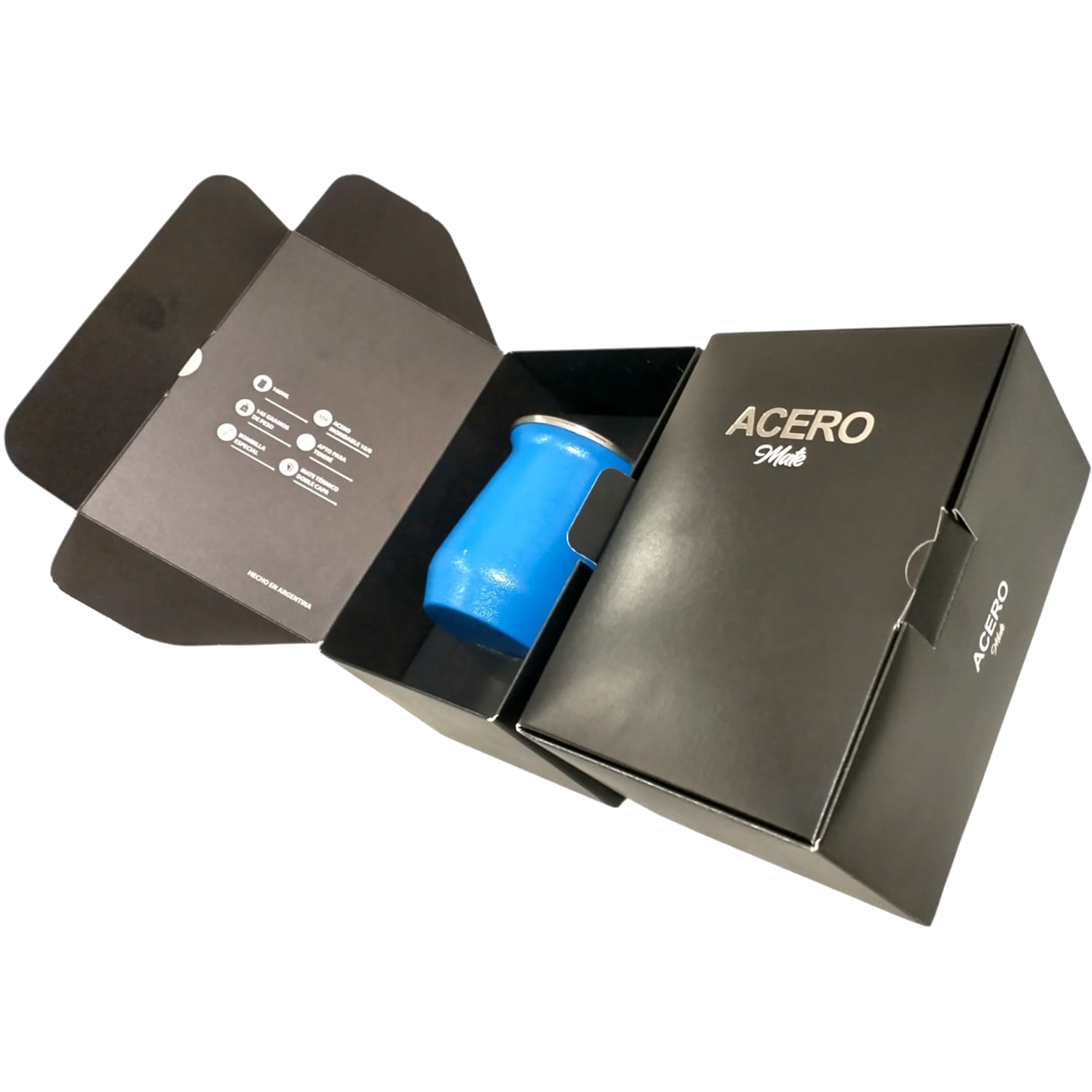 SET DE MATE ACERO+BOM266+CAJA PREMIUN NEGRA  SET063S