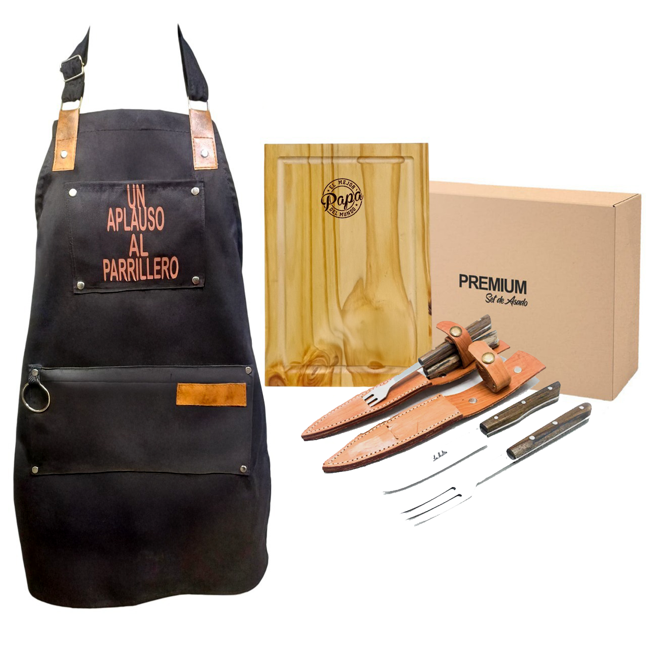 SET DE ASADO CON DELANTAL COM026