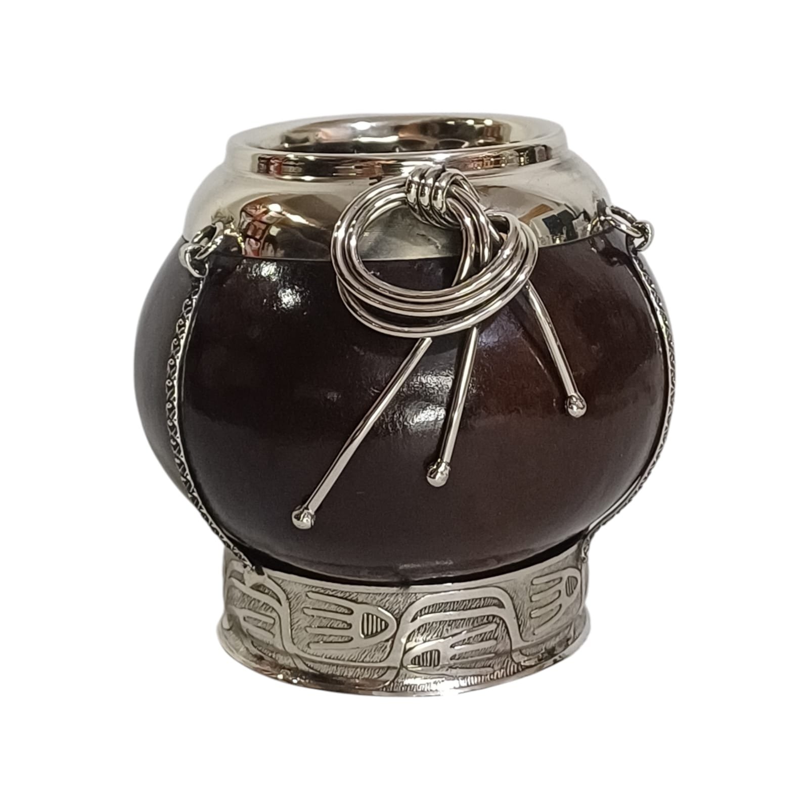 MATE CALABAZA C/ALPACA DISEÑO BOLEADORAS EN CAJA MAT242C - Imagen 3