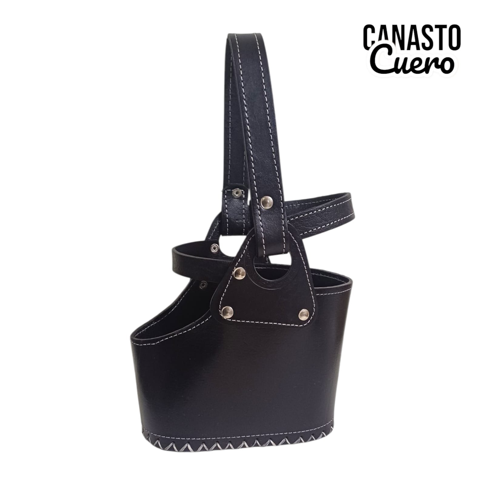CANASTO DE CUERO MEDIA LUNA BAG105G