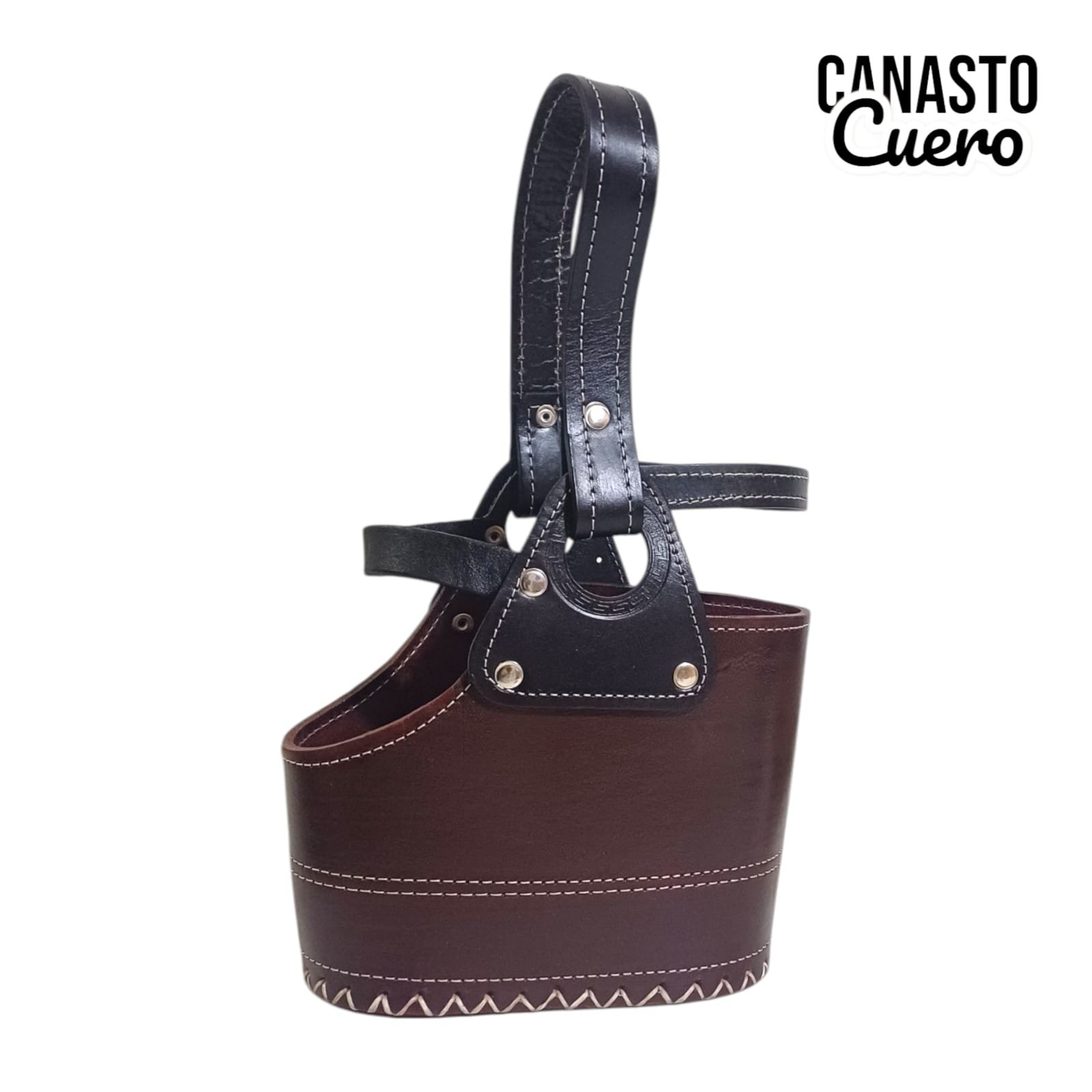 CANASTO DE CUERO MEDIA LUNA BAG105G - Imagen 3