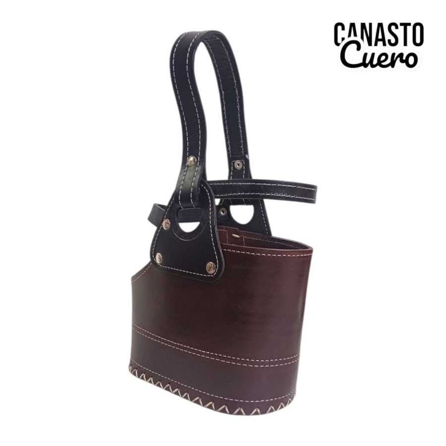 CANASTO DE CUERO MEDIA LUNA BAG105G - Imagen 2