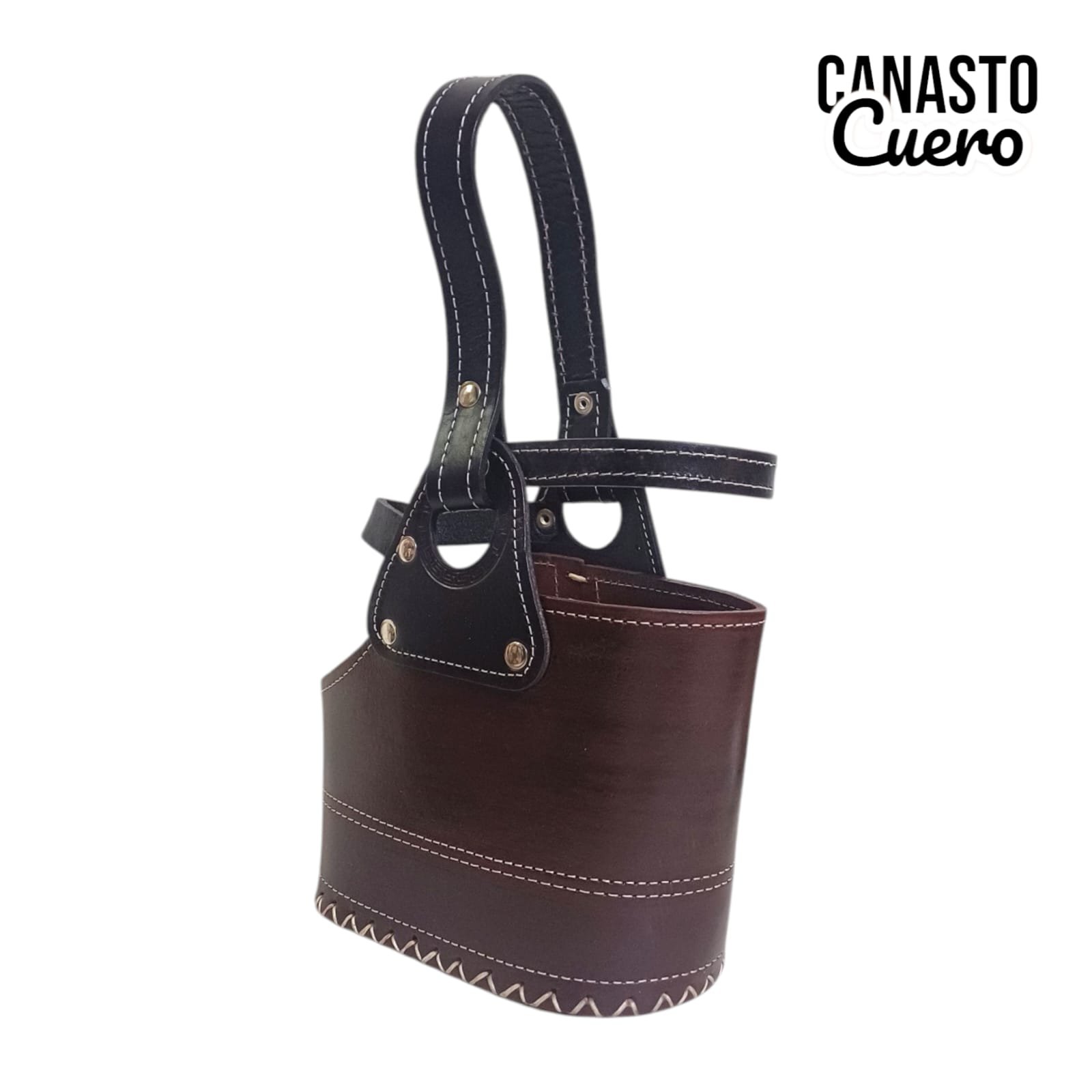 CANASTO DE CUERO MEDIA LUNA BAG105G - Imagen 2