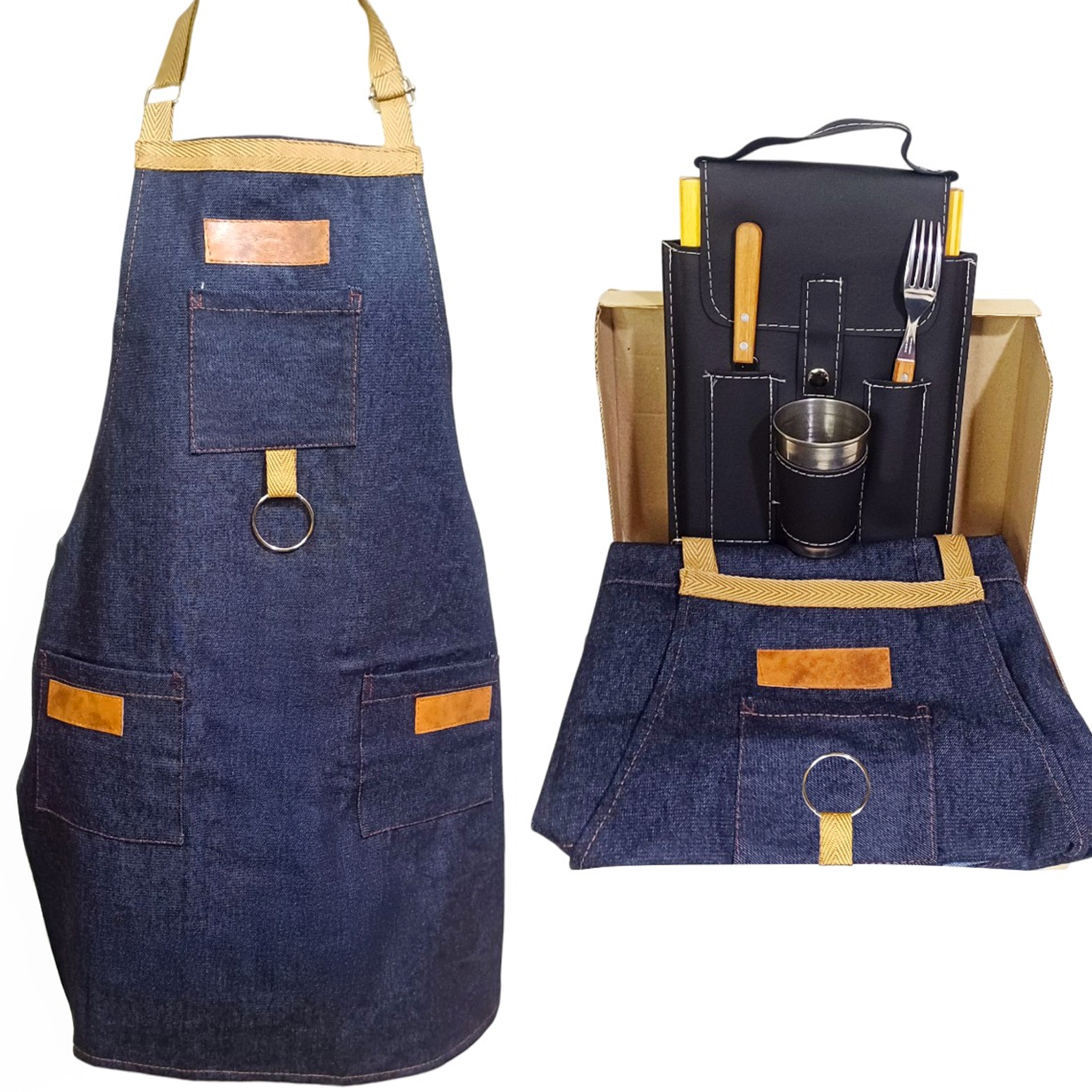 SET DE ASADO CON DELANTAL COM023N