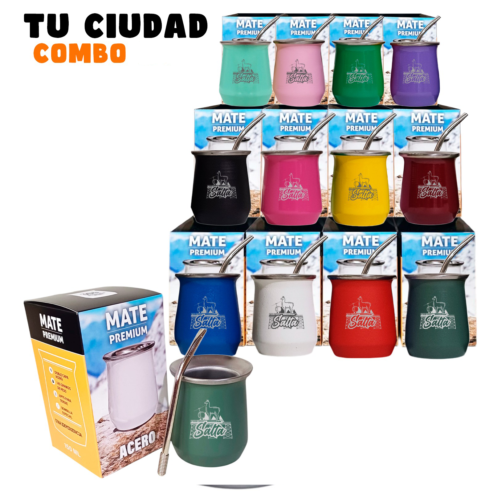 SET DE MATE- ACERO TERMICO- BOX- PROMO101
