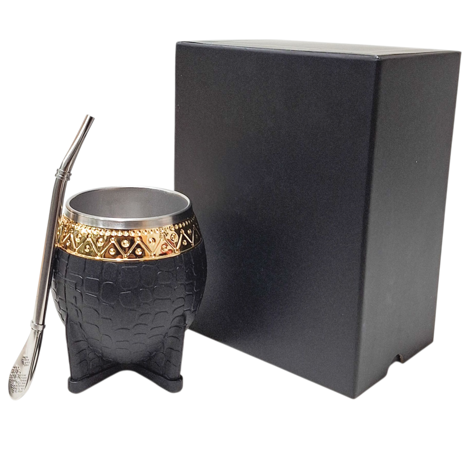 SET DE MATE IMPERIAL ONYX DE ACERO PREMIUM EN CAJA C/ BOMBILLA DE ACERO  SET004T