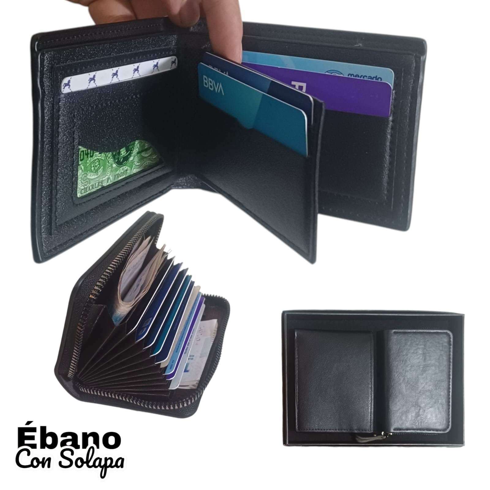 SET DE BILLETERA C/VOLANTE Y TARJETERO DE HOMBRE EN CAJA SET611L